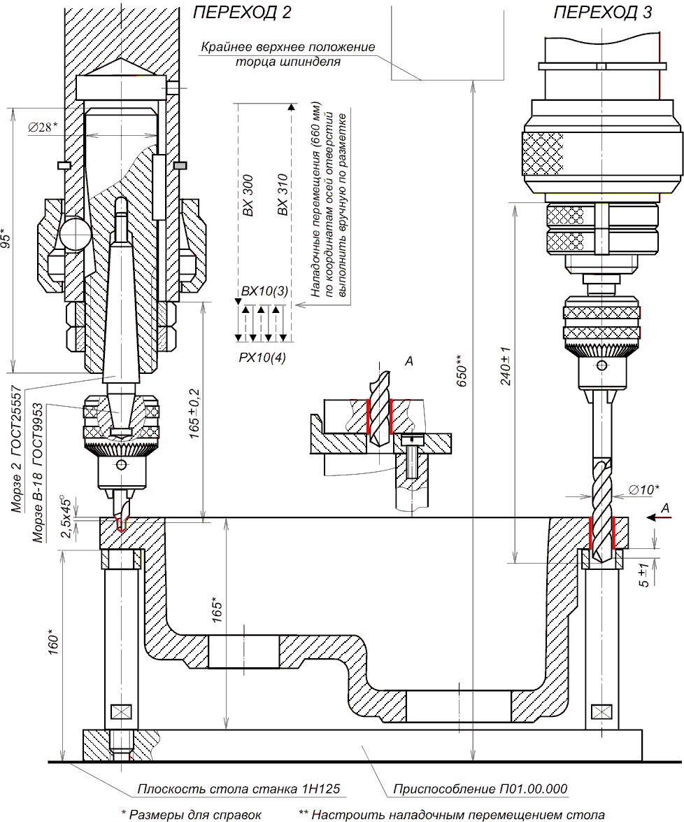 Операционный эскиз сверление